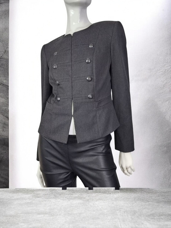 Tahari ASL Jackets & Blazers - Tahari ASL Charcoal Grey Military Peplum Blazer - Size 6
